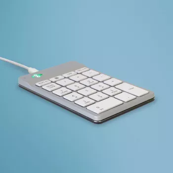 R-Go Tools tastierino numerico R-Go Numpad Break, tastierino numerico ergonomico con software per le pause, con filo, bianco