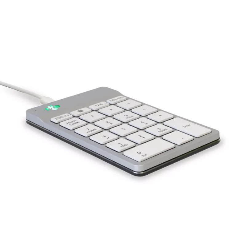 R-Go Tools tastierino numerico R-Go Numpad Break, tastierino numerico ergonomico con software per le pause, con filo, bianco