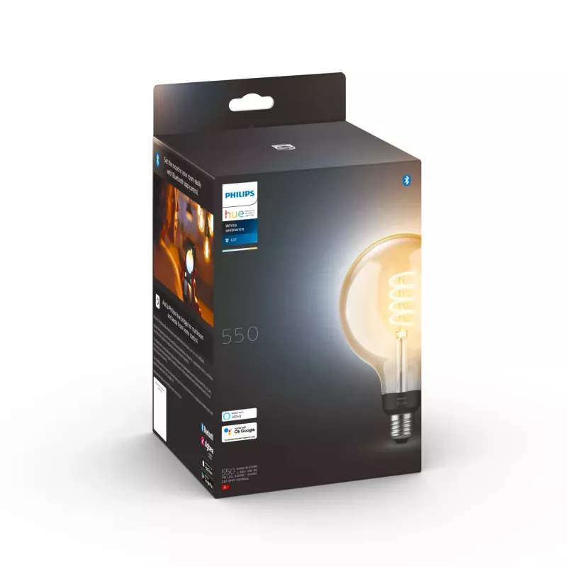 Lampadina smart Philips G125 E27 Filament Globe, 7 W, Bluetooth/Zigbee, 125×192 mm