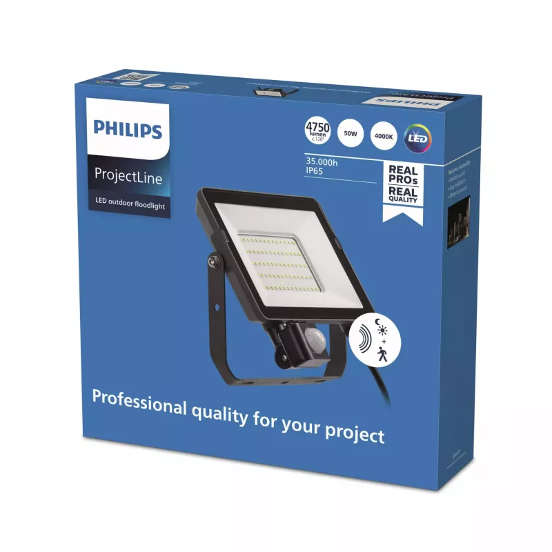 Faretto Philips LED 50 W 4000 K IP65 nero – faretto LED da esterno, 50 W, bianco neutro