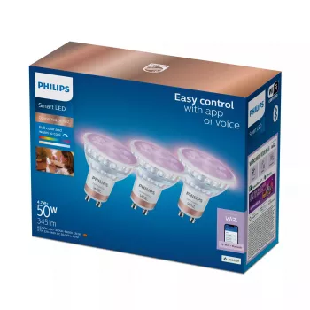 WiZ Philips Smart WiFi Spot PAR16 RGB GU10, confezione da 3, Full Colour