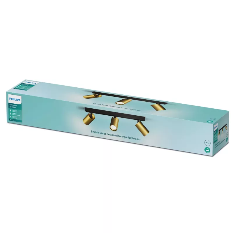 Faretto da soffitto/parete Philips Idris 3x GU10 LED IP44 220–240V nero/ottone