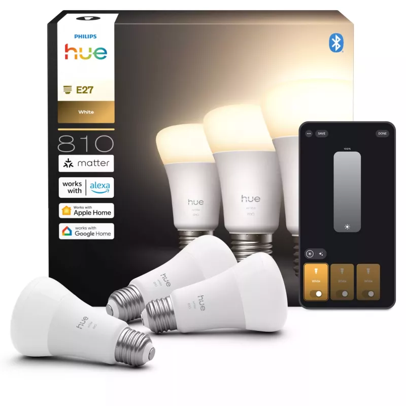Philips A60 – Lampadina smart E27 – 810, Bluetooth/Zigbee, LED, E27, A19, bianco caldo, 2700 K
