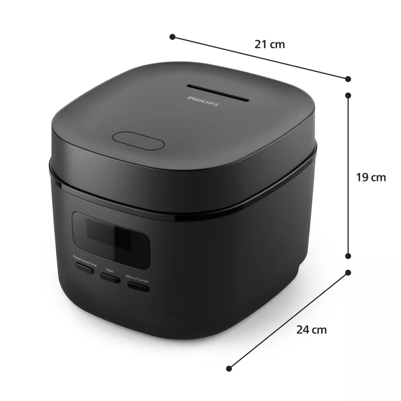 Cuociriso Philips serie 3000 HD3080/80, 0,54 L, 400 W, nero, controllo a pulsanti
