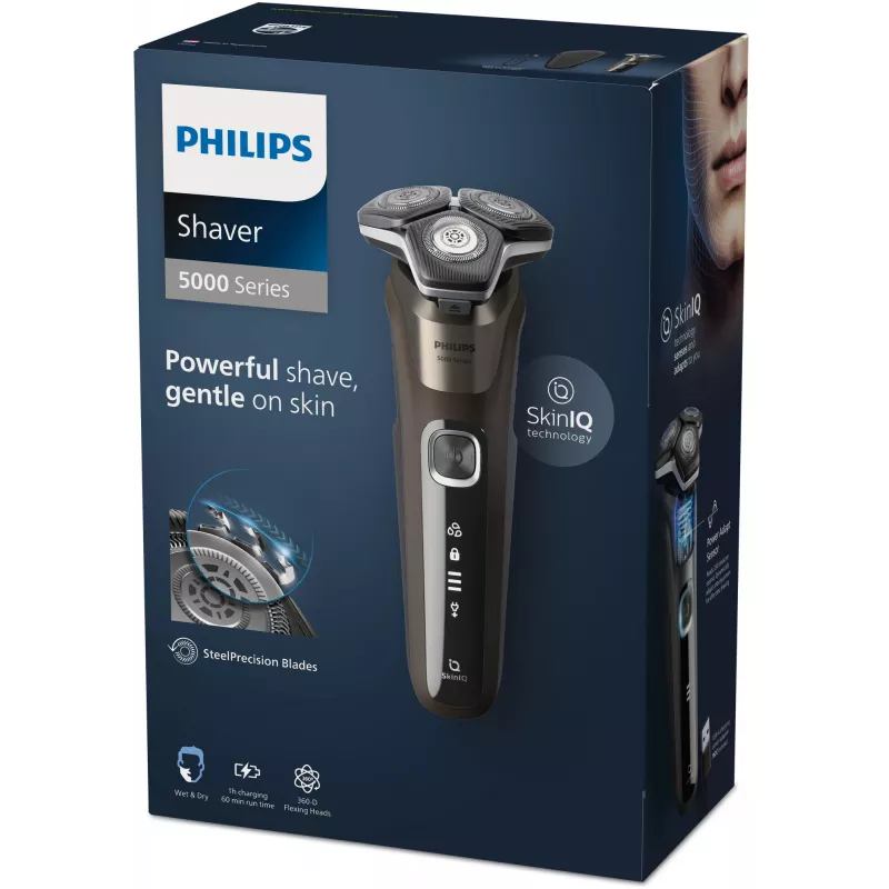 Rasoio elettrico Philips SHAVER Serie 5000 S5886/30 rasoio rotativo uomo trimmer nero, marrone