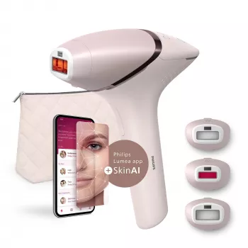Dispositivo IPL per la rimozione dei peli Philips Lumea Prestige BRI953/02 – IPL, SenseIQ, accessori per viso e corpo, funzionamento a rete/batteria, oro rosa/pink