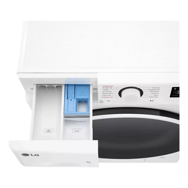 Lavatrice LG F2WR508S0W a carica frontale 8 kg 1160 giri/min nero, bianco