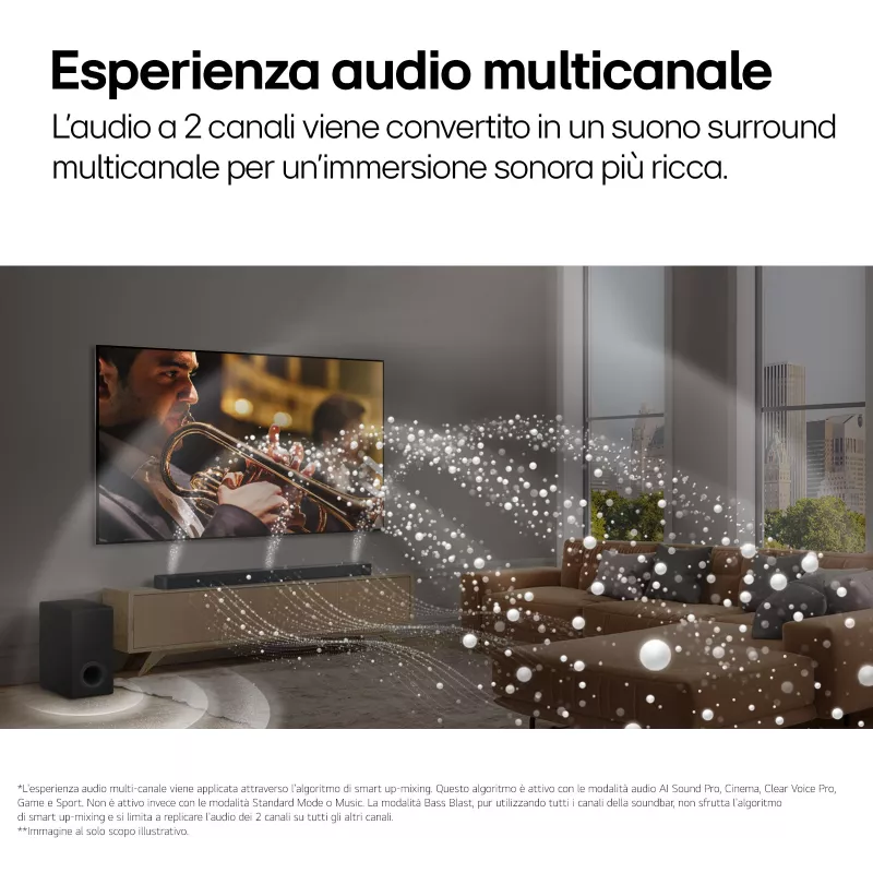 Soundbar LG S95TR 9.1.5 canali 810 W RMS con subwoofer wireless 220 W, nero