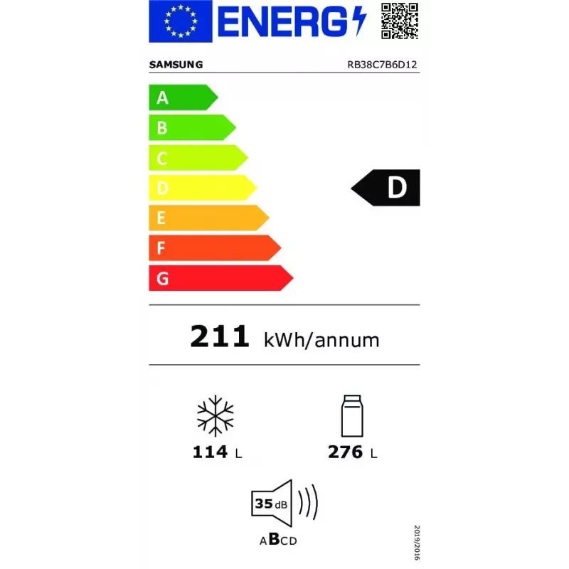 Samsung RB38C7B6D12 frigorifero libero 390 L