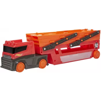 Hot Wheels City Mega Hauler con spazio per riporre fino a 50 auto in scala 1:64, da 3 anni