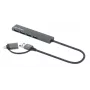 Manhattan dock/hub combo USB-C e USB-A, porte (4): USB-A (x4), 5 Gbps (USB 3.2 Gen1 alias USB 3.0), alimentato via USB (nessun alimentatore esterno necessario), cavo 25 cm