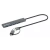 Manhattan dock/hub combo USB-C e USB-A, porte (4): USB-A (x4), 5 Gbps (USB 3.2 Gen1 alias USB 3.0), alimentato via USB (nessun alimentatore esterno necessario), cavo 25 cm