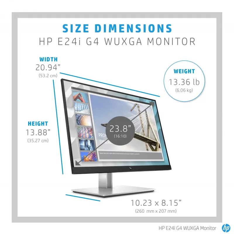 Monitor HP E-Series E24i G4 WUXGA, 61 cm (24 inch), 1920 x 1200 pixel, WUXGA, LCD, 5 ms, nero