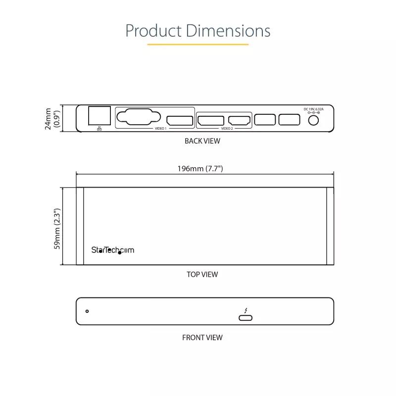StarTech.com Thunderbolt 3 Dock – Docking station per laptop TB3 con doppio monitor 4K-6 a 60 Hz, DisplayPort, HDMI e VGA 1080p – 85 W Power Delivery e ricarica – 2x USB-A, Ethernet – Mac e Windows