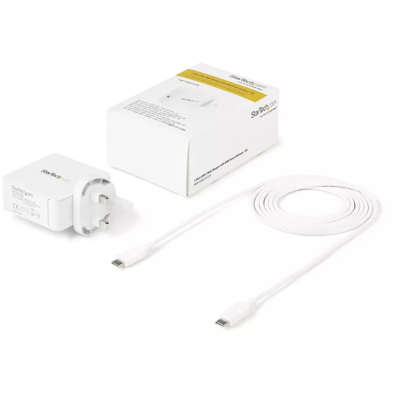StarTech.com caricabatterie da parete USB-C - caricabatterie per laptop USB-C 60 W PD - cavo da 6 piedi/2 m - alimentatore Type-C universale compatto - Dell XPS/Lenovo X1 Carbon/HP EliteBook/MacBook - certificato USB-IF/CE
