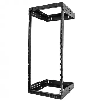StarTech.com rack di rete a parete 24U 19 pollici – profondità regolabile 12–20 pollici rack open frame a 2 montanti per sala server per apparecchiature AV/dati/IT/comunicazione/computer/switch con gabbie e viti