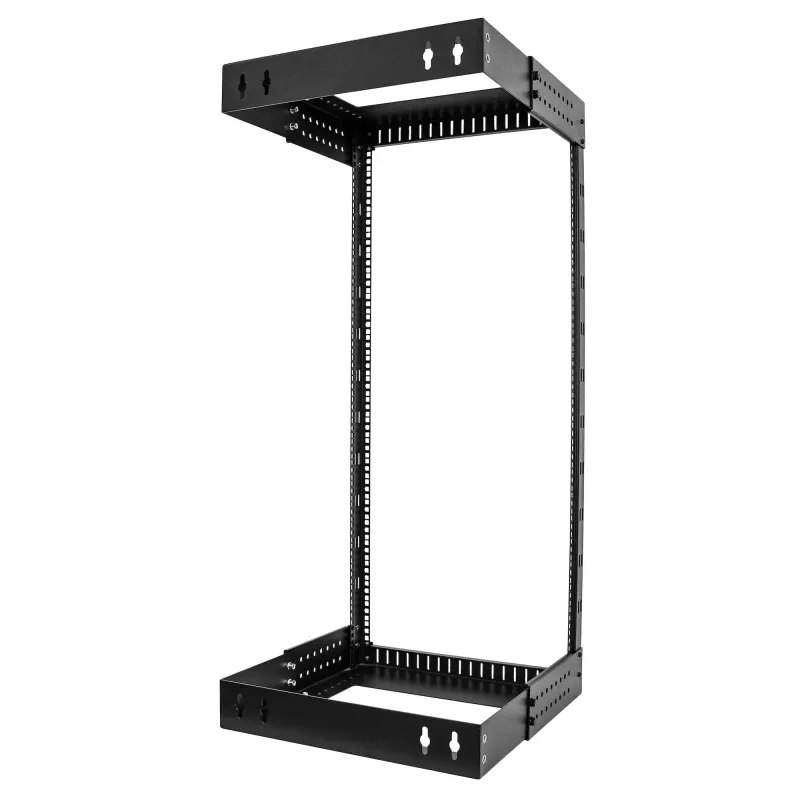 StarTech.com rack di rete a parete 24U 19 pollici – profondità regolabile 12–20 pollici rack open frame a 2 montanti per sala server per apparecchiature AV/dati/IT/comunicazione/computer/switch con gabbie e viti