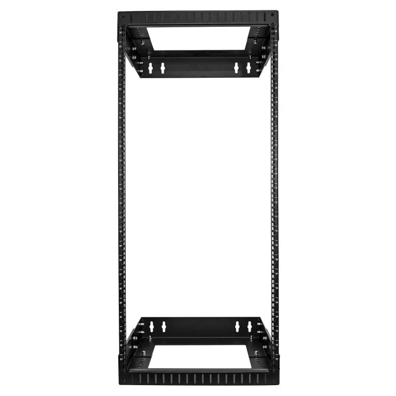 StarTech.com rack di rete a parete 24U 19 pollici – profondità regolabile 12–20 pollici rack open frame a 2 montanti per sala server per apparecchiature AV/dati/IT/comunicazione/computer/switch con gabbie e viti