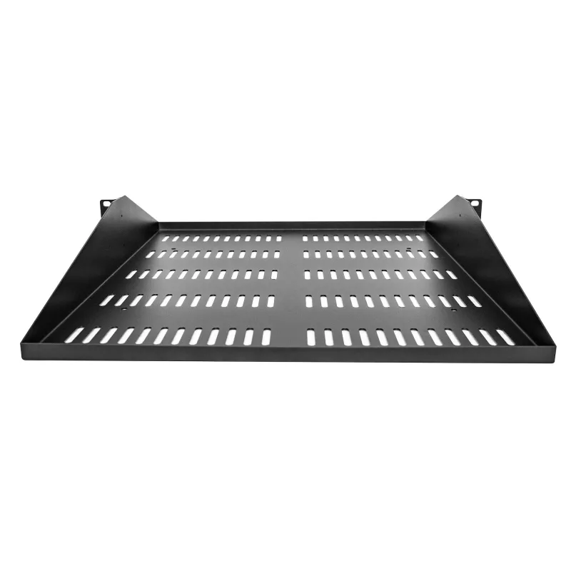 StarTech.com ripiano per rack server 2U, montaggio centrale, vassoio cantilever rackmount universale ventilato per rack di apparecchiature di rete 19 pollici, acciaio robusto, capacità 91 kg, profondità 50,8 cm, nero