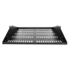 StarTech.com ripiano per rack server 2U, montaggio centrale, vassoio cantilever rackmount universale ventilato per rack di apparecchiature di rete 19 pollici, acciaio robusto, capacità 91 kg, profondità 50,8 cm, nero