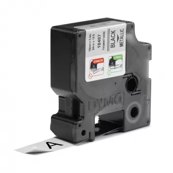 DYMO Rhino Industrial etichette in poliestere permanente | 19 mm x 5,5 m | stampa nera su metallizzato | autoadesive | per etichettatrici Rhino e LabelManager