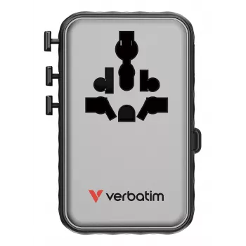Verbatim Charge 'n' Travel 100W adattatore universale da viaggio con cavo retrattile nero