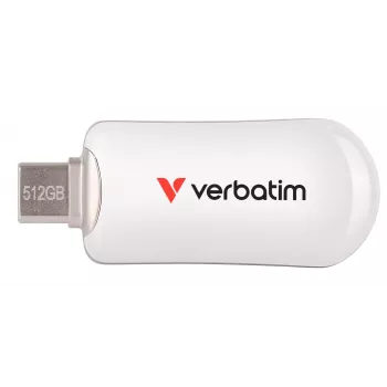 Chiavetta USB-C Verbatim Plectra bianca 512GB, 512 GB, USB Type-C, 3.2 Gen 1 (3.1 Gen 1), 100 MB/s, senza cappuccio, bianca
