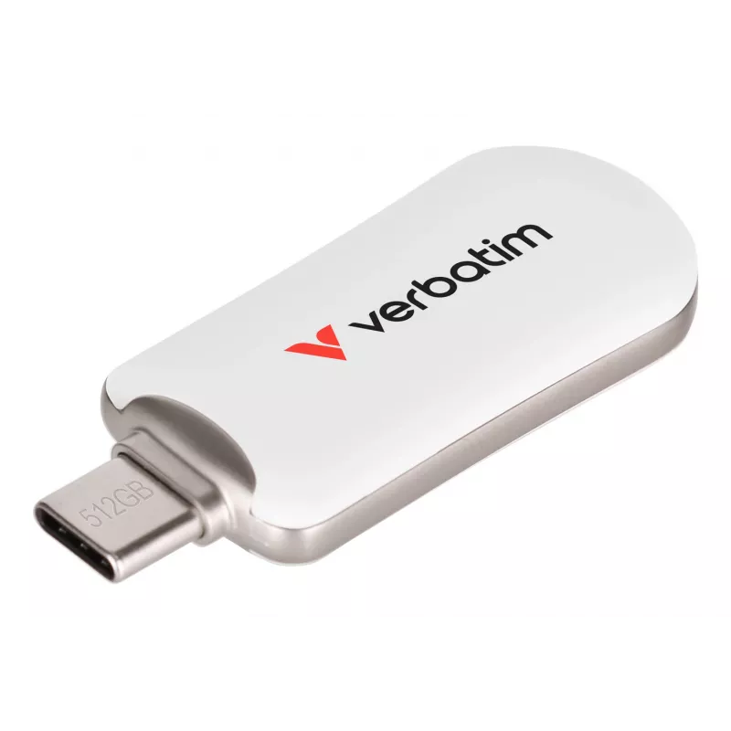 Chiavetta USB-C Verbatim Plectra bianca 512GB, 512 GB, USB Type-C, 3.2 Gen 1 (3.1 Gen 1), 100 MB/s, senza cappuccio, bianca