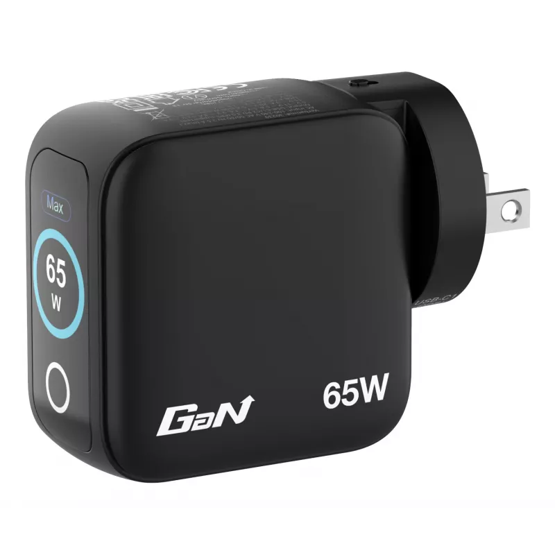 Caricabatterie mini GaN Verbatim 65W con display, interno, AC, 20 V, nero