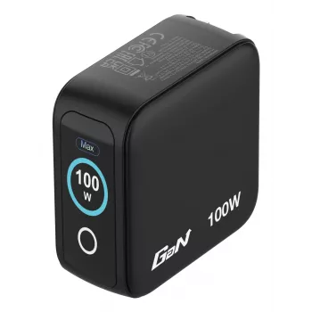Caricabatterie mini GaN Verbatim 100W con display, interno, AC, 20 V, nero