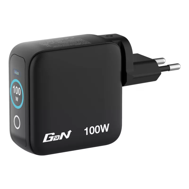 Caricabatterie mini GaN Verbatim 100W con display, interno, AC, 20 V, nero
