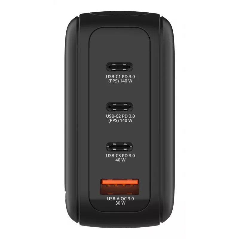 Caricabatterie mini GaN Verbatim 140W con display, interno, AC, 28 V, nero