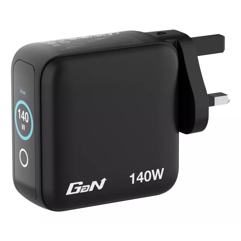 Caricabatterie mini GaN Verbatim 140W con display, interno, AC, 28 V, nero
