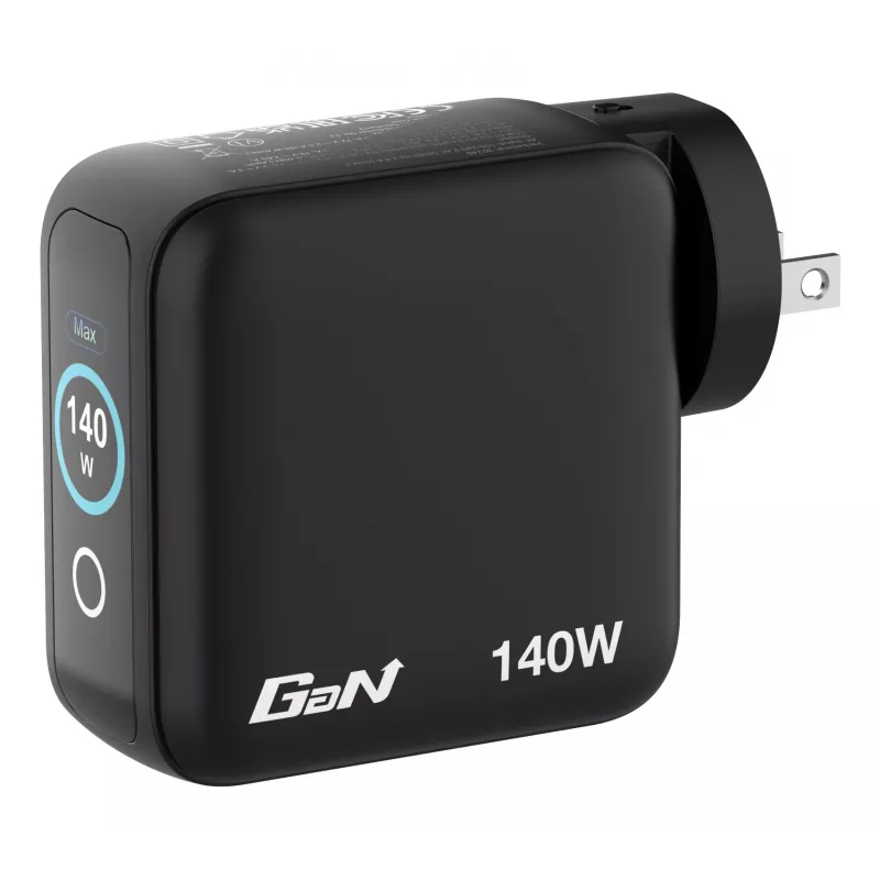 Caricabatterie mini GaN Verbatim 140W con display, interno, AC, 28 V, nero