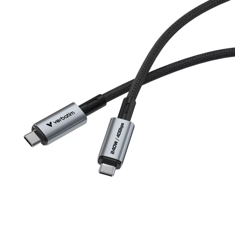 Verbatim Sync & Charge USB C a USB C 240W 40 Gbit/s 120 cm, 1,2 m, USB C, USB C, USB4 Gen 2x2, 40 Gbit/s, nero