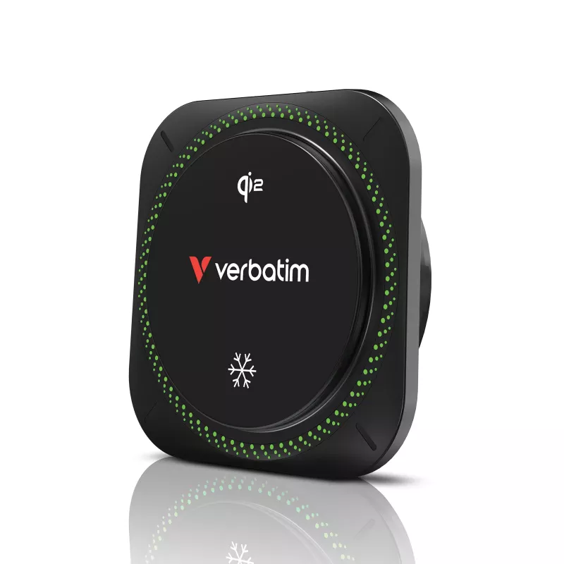 Verbatim Charge 'n' Drive Qi2 caricabatterie wireless magnetico per auto RGB
