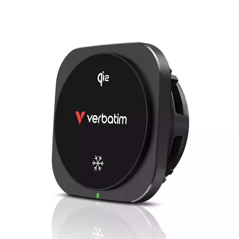 Verbatim Charge 'n' Drive Qi2 caricabatterie wireless magnetico per auto, auto, USB, ricarica wireless, 1 m, nero