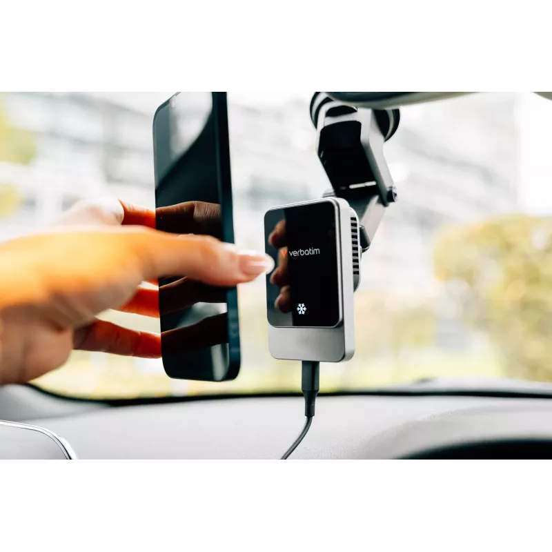 Verbatim Charge 'n' Drive caricabatterie magnetico wireless per auto, auto, USB, ricarica wireless, 1 m, nero