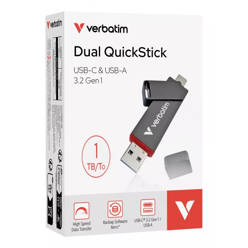 Verbatim Dual QuickStick chiavetta USB 1 TB USB Type-A / USB Type-C 3.2 Gen 1 (3.1 Gen 1) grigio