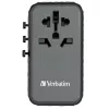 Verbatim UTA-06 100W GaN III adattatore universale da viaggio con 2 x USB-C PD e QC 4+ e 2 x porte USB-A QC 3.0