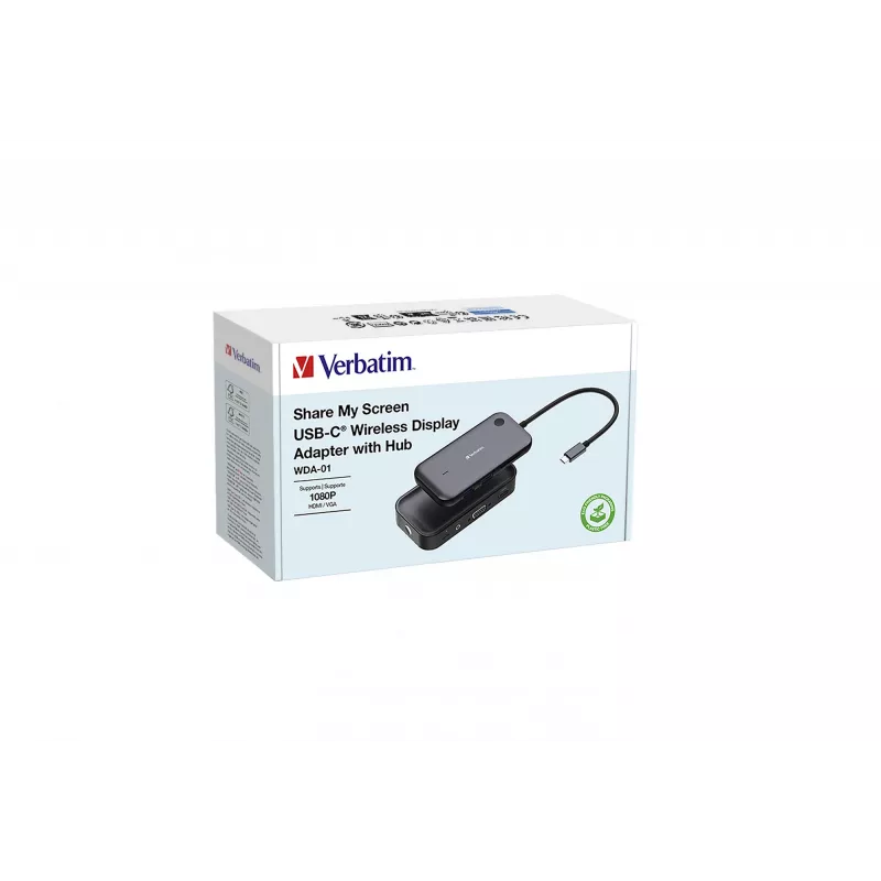 Verbatim Share My Screen adattatore wireless per display 1080p USB-C con hub WDA-01