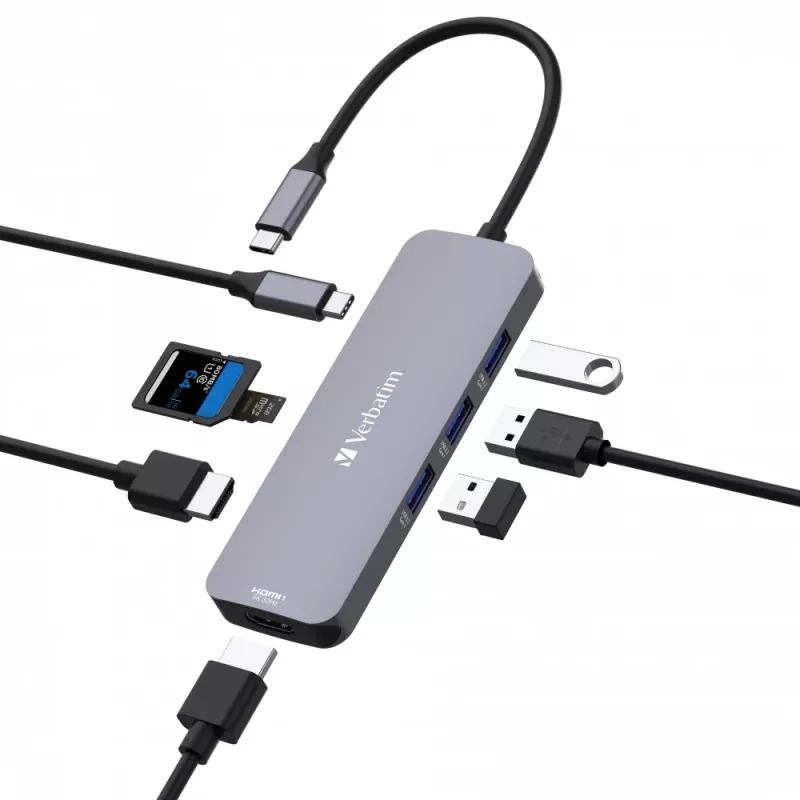 Verbatim CMH-08 USB Type-C 5000 Mbit/s argento