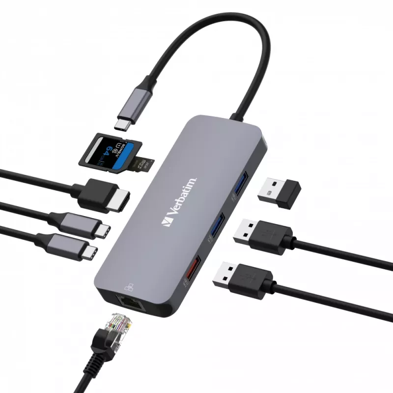 Verbatim CMH-09 USB Type-C 10.000 Mbit/s argento