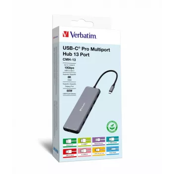 Verbatim CMH-13 hub USB Type-C 10000 Mbit/s argento