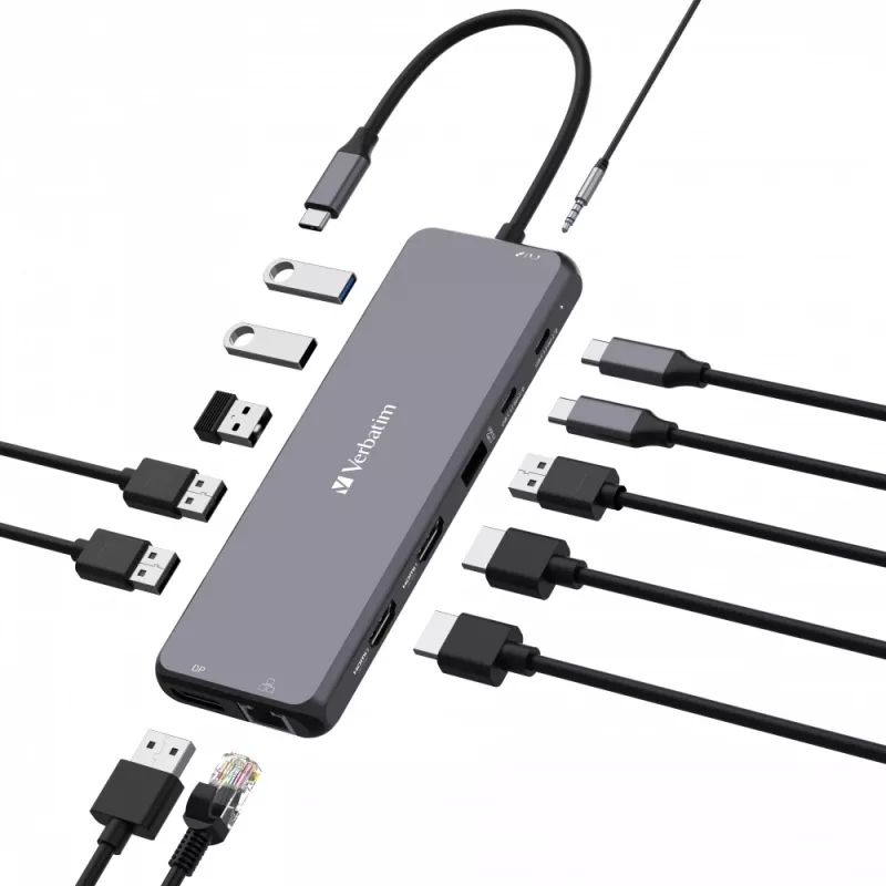 Verbatim CMH-13 hub USB Type-C 10000 Mbit/s argento