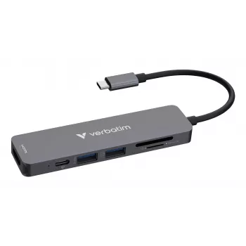 Verbatim USB-C Essentials hub multiporta 6 porte: HDMI, USB-C PD, USB-A 3.2 Gen 1, USB-A, SD e microSD