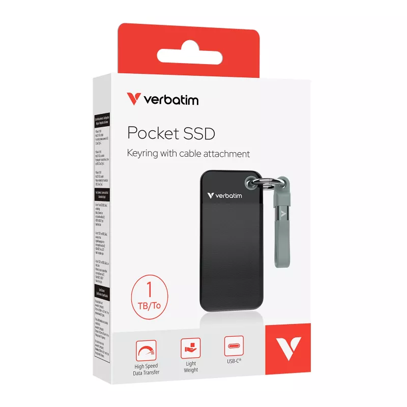 Verbatim Pocket SSD USB 3.2 Gen 2 1 TB Nero/Grigio
