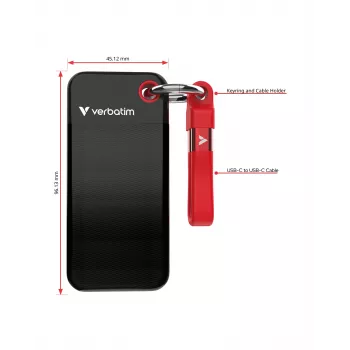 Verbatim Pocket SSD USB 3.2 Gen 2 1 TB Nero/Rosso, 1 TB, USB Type-C, 3.2 Gen 2 (3.1 Gen 2), 1000 MB/s, 10 Gbit/s, Nero, Rosso