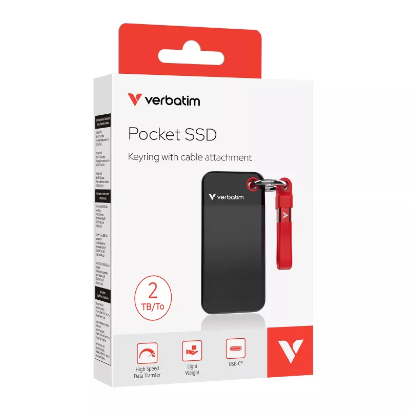 Verbatim Pocket SSD USB 3.2 Gen 2 2 TB Nero/Rosso