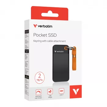 Verbatim Pocket SSD USB 3.2 Gen 2 2TB Nero/Arancione, 2 TB, USB Type-C, 3.2 Gen 2 (3.1 Gen 2), 1000 MB/s, 10 Gbit/s, Nero, Arancione